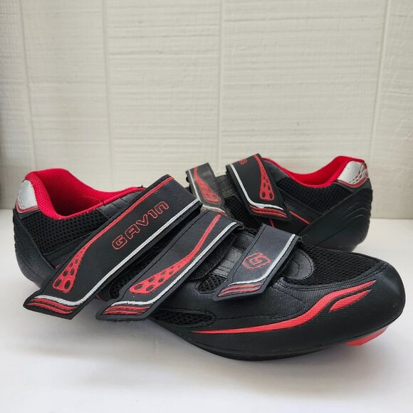 Gavin VELO Road Bike Hook Loop Black Red Cycling Peleton Biking Shoe Size 11.5 - Picture 13 of 13